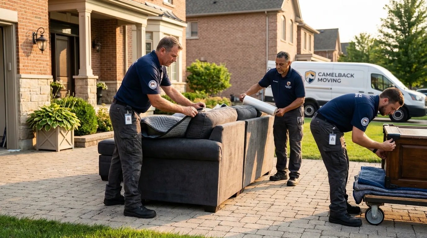 Large estate moving crew wrapping furniture in Sharpsville, PA