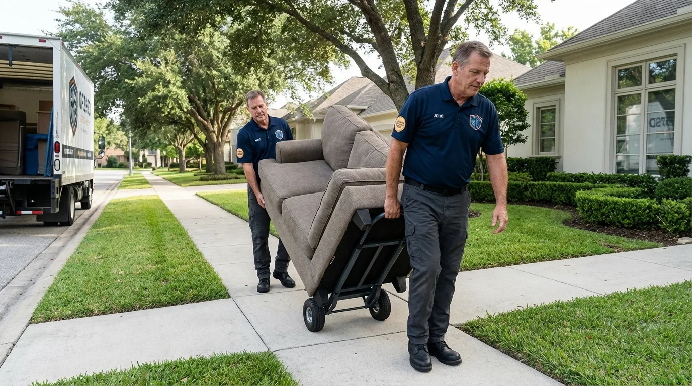 Local residential moving crew loading furniture in Sharpsville, PA