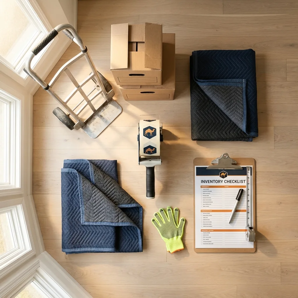 Professional moving supplies and packing materials layout for Sharpsville residential relocations