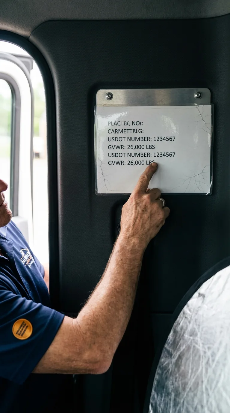 USDOT licensing placard verification in Sharpsville